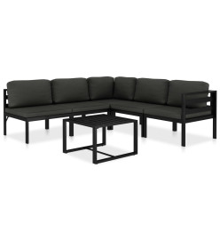 Salon de jardin 6 pcs avec coussins Aluminium Anthracite