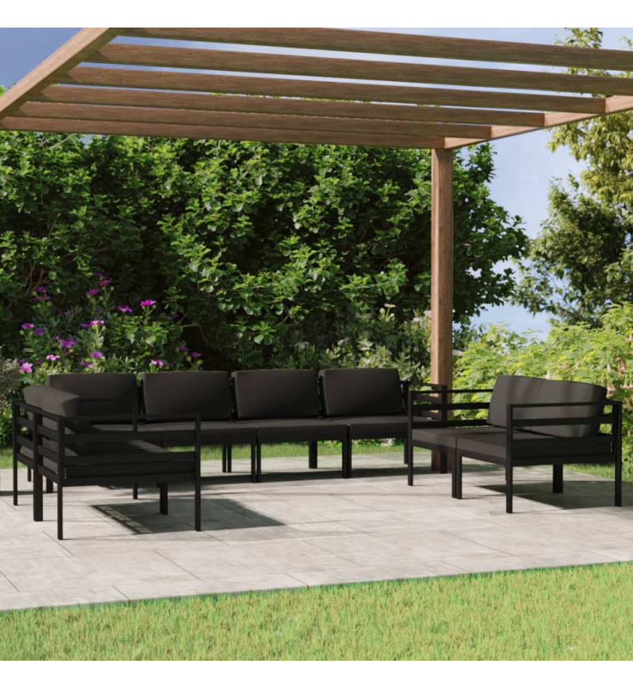 Salon de jardin 8 pcs avec coussins Aluminium Anthracite Salon de jardin 8 pcs avec coussins Aluminium Anthracite