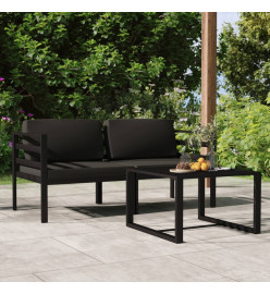 Salon de jardin 3 pcs avec coussins Aluminium Anthracite