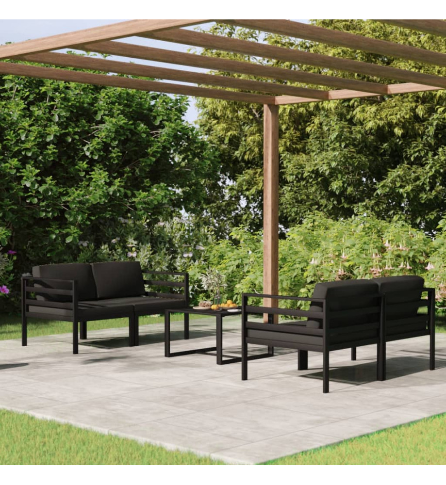 Salon de jardin 5 pcs avec coussins Aluminium Anthracite Salon de jardin 5 pcs avec coussins Aluminium Anthracite