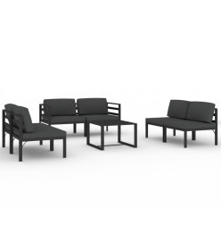 Salon de jardin 7 pcs avec coussins Aluminium Anthracite