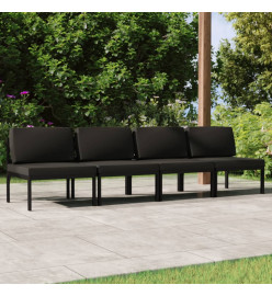 Canapé de jardin 4 places avec coussins Aluminium Anthracite