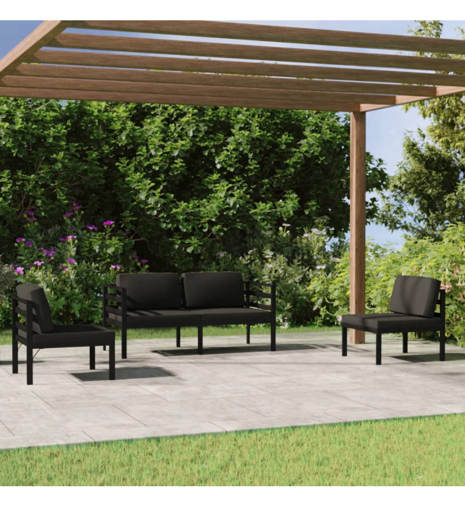 Salon de jardin 4 pcs avec coussins Aluminium Anthracite Salon de jardin 4 pcs avec coussins Aluminium Anthracite