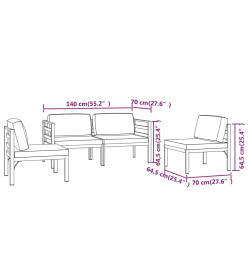 Salon de jardin 4 pcs avec coussins Aluminium Anthracite
