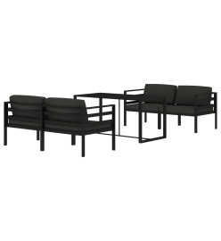 Salon de jardin 5 pcs avec coussins Aluminium Anthracite