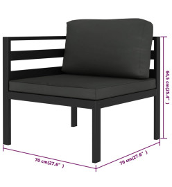 Salon de jardin 5 pcs avec coussins Aluminium Anthracite