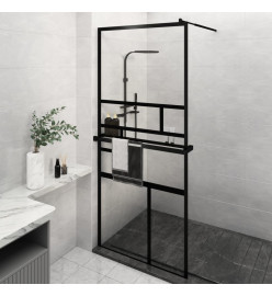 Paroi de douche avec étagère Noir 100x195cm Verre ESG&Aluminium