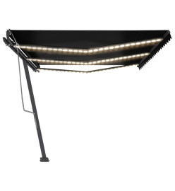 Auvent manuel rétractable avec LED 600x300 cm Anthracite