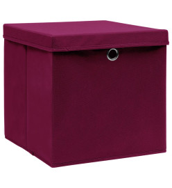 Boîtes de rangement 10 pcs Rouge foncé 32x32x32 cm Tissu