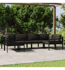 Salon de jardin 6 pcs avec coussins Aluminium Anthracite