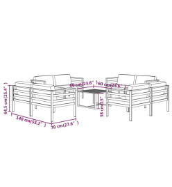 Salon de jardin 9 pcs avec coussins Aluminium Anthracite