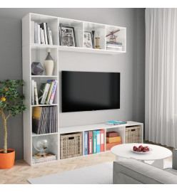 Jeu de bibliothèque/meuble TV 3 pcs Blanc brillant 180x30x180cm