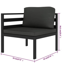Salon de jardin 5 pcs avec coussins Aluminium Anthracite