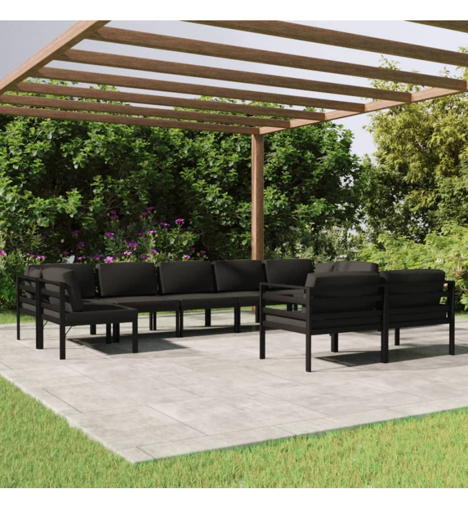 Salon de jardin 9 pcs avec coussins Aluminium Anthracite Salon de jardin 9 pcs avec coussins Aluminium Anthracite