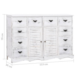 Buffet avec 10 tiroirs Blanc 113 x 30 x 79 cm Bois