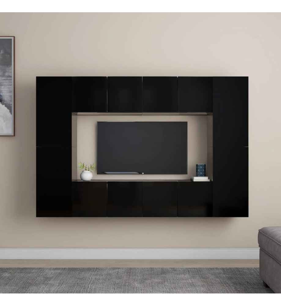 Ensemble de meubles TV 8 pcs Noir Aggloméré