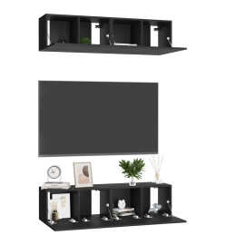 Meubles TV 4 pcs Noir 60x30x30 cm Aggloméré