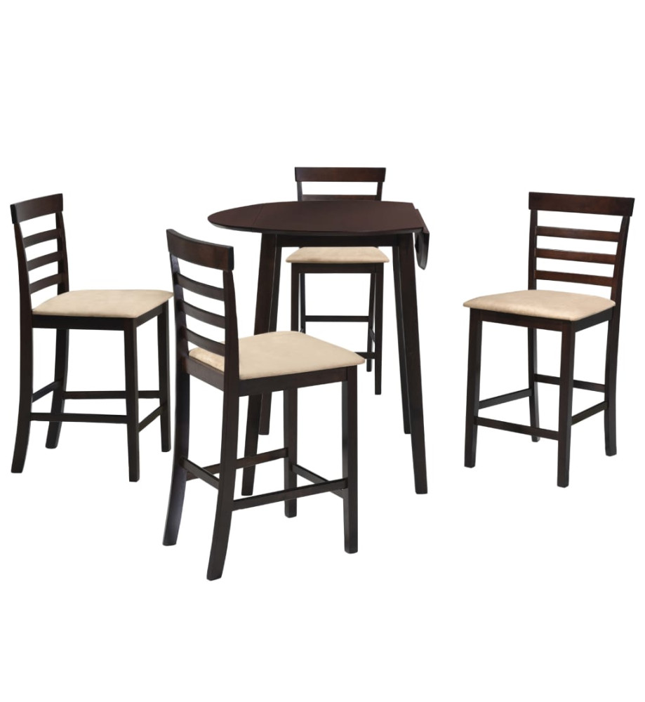 Jeu de table et chaise 5 pcs Bois massif Marron foncé