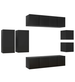 Ensemble de meuble TV 8 pcs Noir Aggloméré