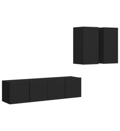 Ensemble de meuble TV 4 pcs Noir Aggloméré