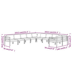 Salon de jardin 10 pcs avec coussins Aluminium Anthracite