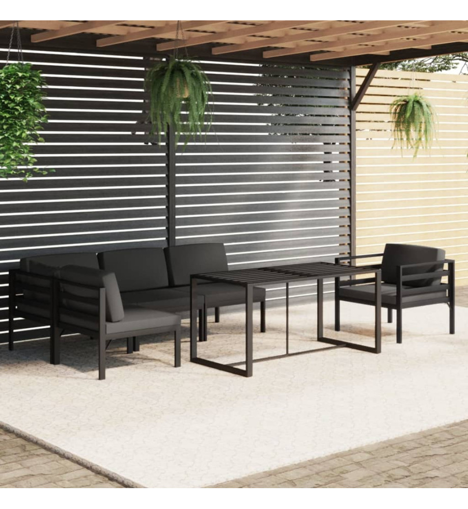 Salon de jardin 6 pcs avec coussins Aluminium Anthracite Salon de jardin 6 pcs avec coussins Aluminium Anthracite