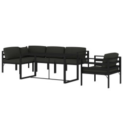 Salon de jardin 6 pcs avec coussins Aluminium Anthracite