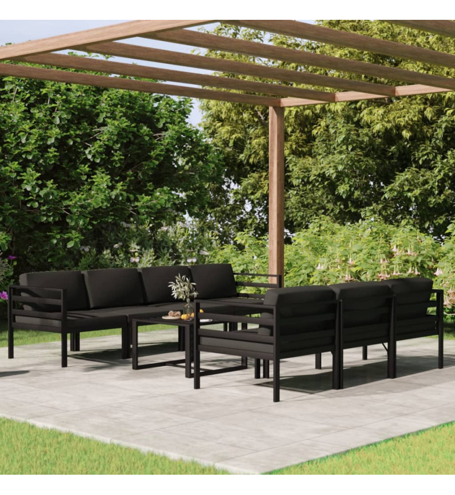Salon de jardin 8 pcs avec coussins Aluminium Anthracite Salon de jardin 8 pcs avec coussins Aluminium Anthracite