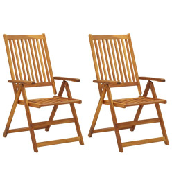 Chaises inclinables de jardin 2 pcs avec coussins Bois d'acacia