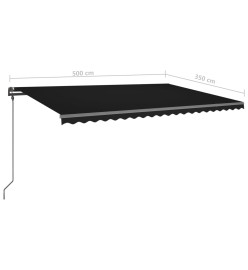 Auvent manuel rétractable avec poteaux 5x3,5 m Anthracite