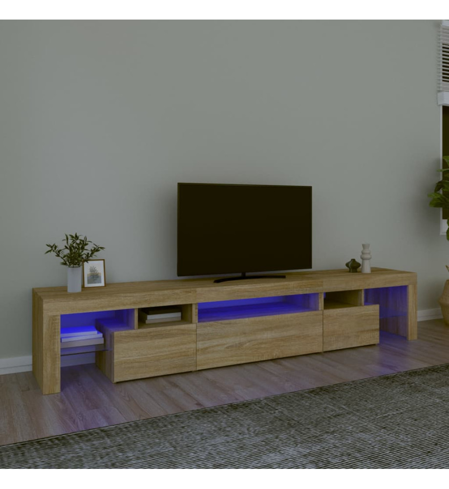 Meuble TV avec lumières LED Chêne sonoma 215x36,5x40 cm