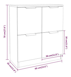 Buffet Blanc brillant 60x30x70 cm Bois d'ingénierie