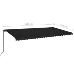 Auvent manuel rétractable avec LED 600x350 cm Anthracite
