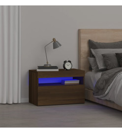 Table de chevet avec lumières LED Chêne marron 60x35x40 cm