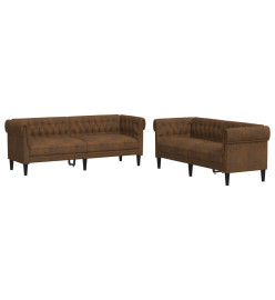 Ensemble de canapés 2 pcs marron tissu