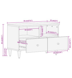 Meuble TV 70x33x46 cm Bois massif de manguier