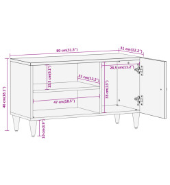 Meuble TV 80x31x46 cm bois massif de manguier