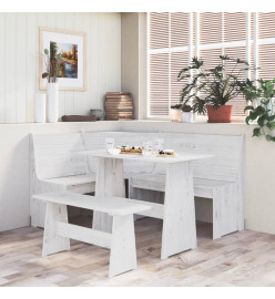 Table à manger avec banc Blanc Bois de pin solide