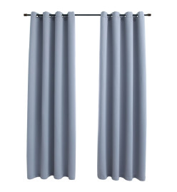 Rideaux occultants avec anneaux en métal 2 pcs Gris 140x175 cm