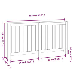 Cache-radiateur Noir 153x19x84 cm Bois massif de pin