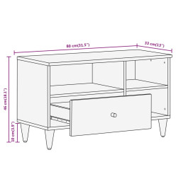 Meuble TV 80x33x46 cm bois massif de manguier