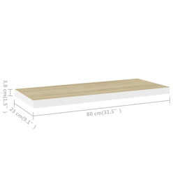 Étagères flottantes 2 pcs Chêne et blanc 80x23,5x3,8 cm MDF