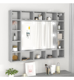 Armoire à miroir avec LED Sonoma gris 91x15x76,5 cm