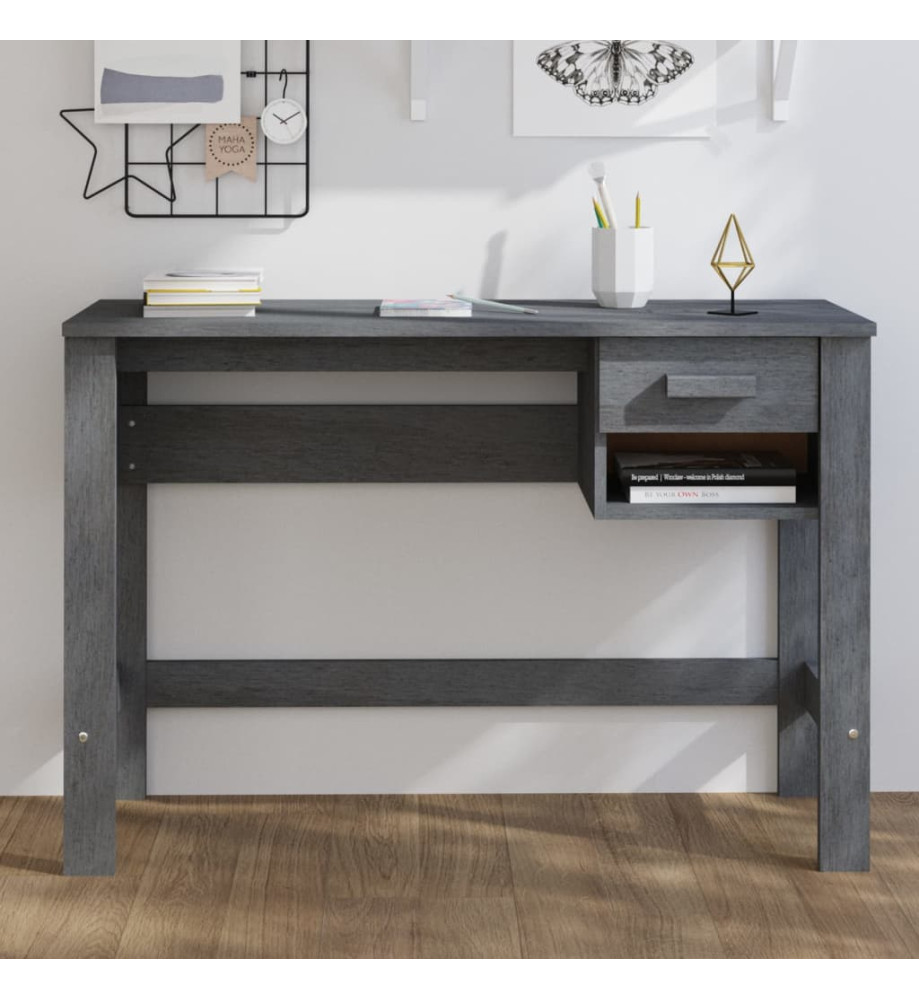 Bureau HAMAR Gris foncé 110x40x75 cm Bois massif de pin