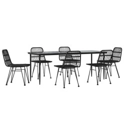 Ensemble à dîner de jardin 7 pcs Noir Résine tressée