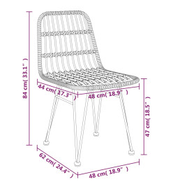 Ensemble à dîner de jardin 9 pcs Noir Résine tressée