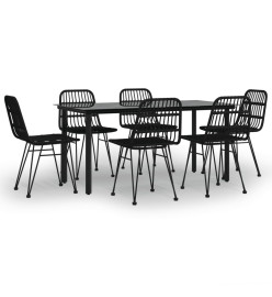 Ensemble à dîner de jardin 7 pcs Noir Résine tressée