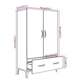 Buffet Chêne sonoma 70x31x115 cm Bois d'ingénierie