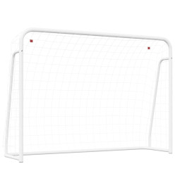 But de football et filet blanc 214x75x152 cm acier et polyester