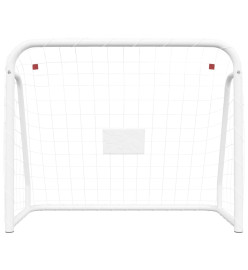 But de football et filet blanc 214x75x152 cm acier et polyester